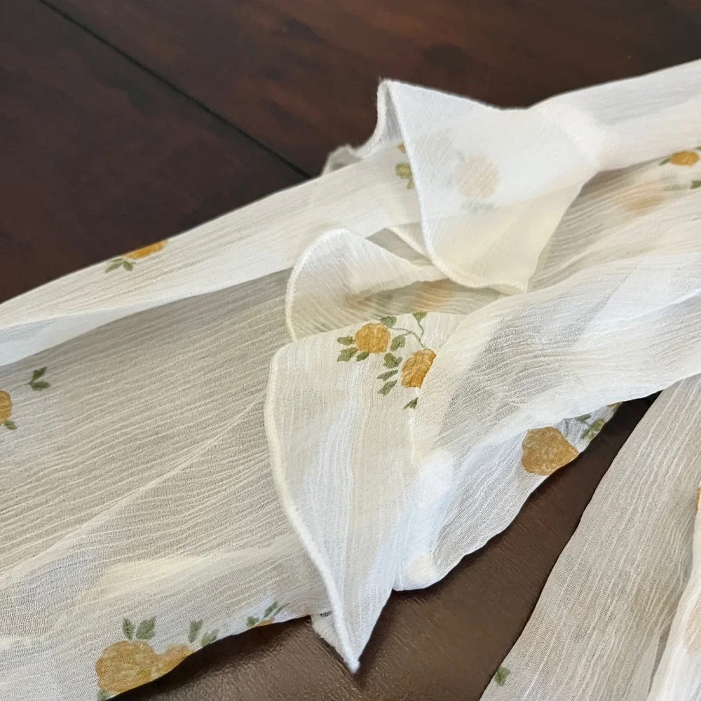 The Kooples Popcorn Floral-Print Sheer Silk Shirt Ruffle Button Down FR 1/US S - Picture 13 of 13